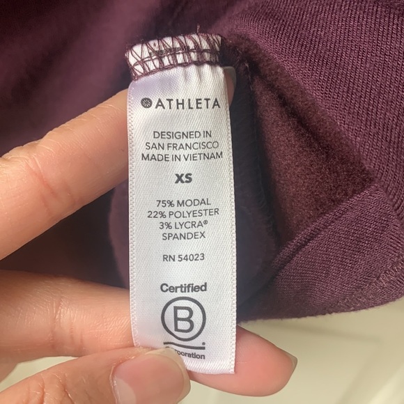 Athleta Purana Wrap assymetrical hem Sweatshirt Hoodie Cabernet/purple XS - Picture 9 of 10